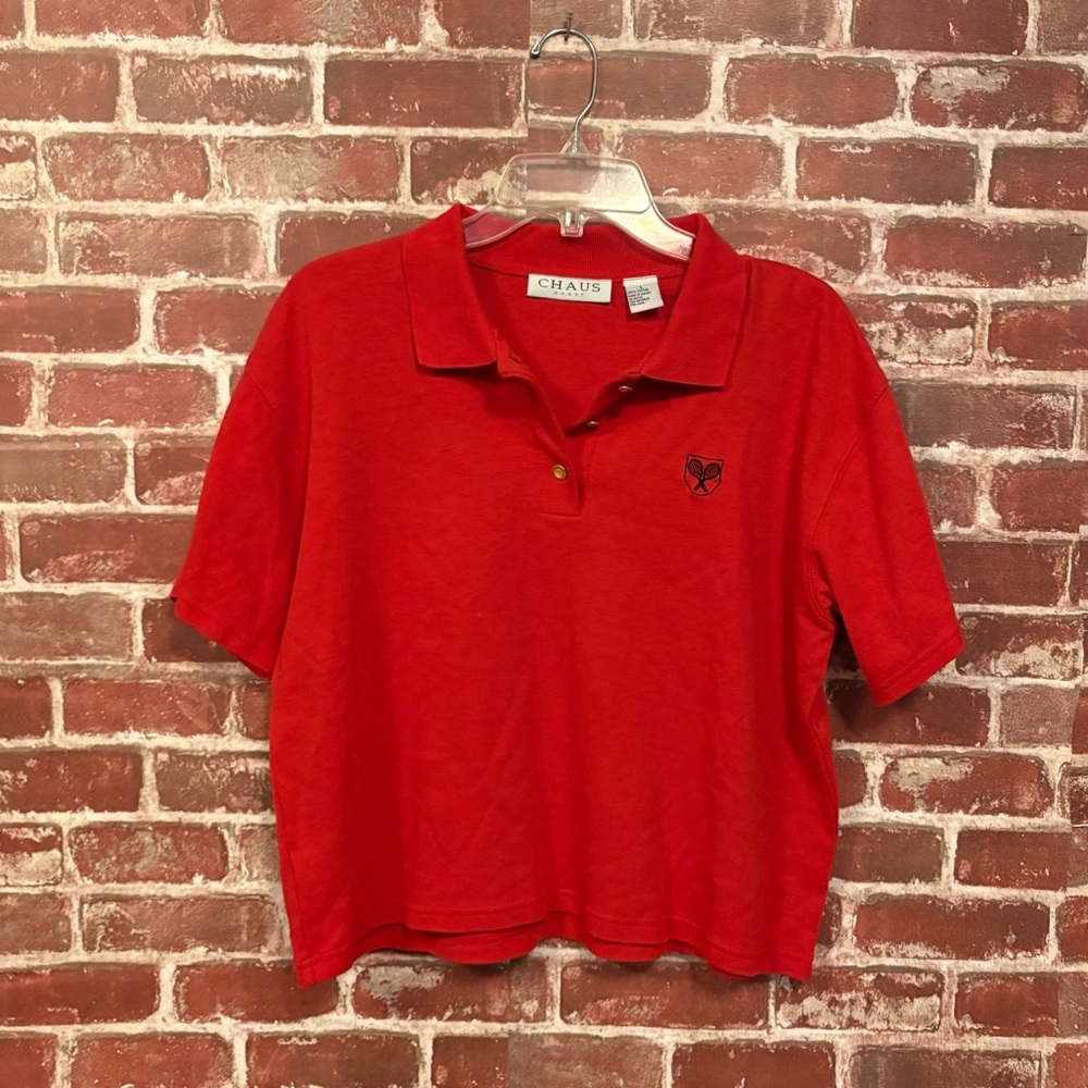 Chaus  Vibrant Red Polo tennis Shirt